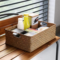 LICE-Woven Seagrass Basket - Natural Straw Wicker Storage For Fruit, Bread, Towels Ideal For Home & Kitchen