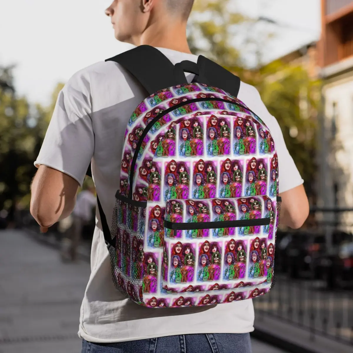 

Kiss Band Logo Student Backpack School Bag Hiking Travel Daypack for Men Women Fashion Bookbag Shoulder Bags