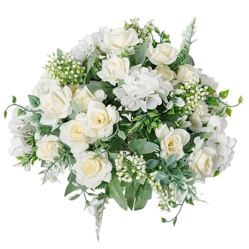 

Artificial Flowers Silk Gardenia Hydrangea Wedding Bridal Bouquet Home Table Centre Arrangements Festival Wreaths Gift Box Decor