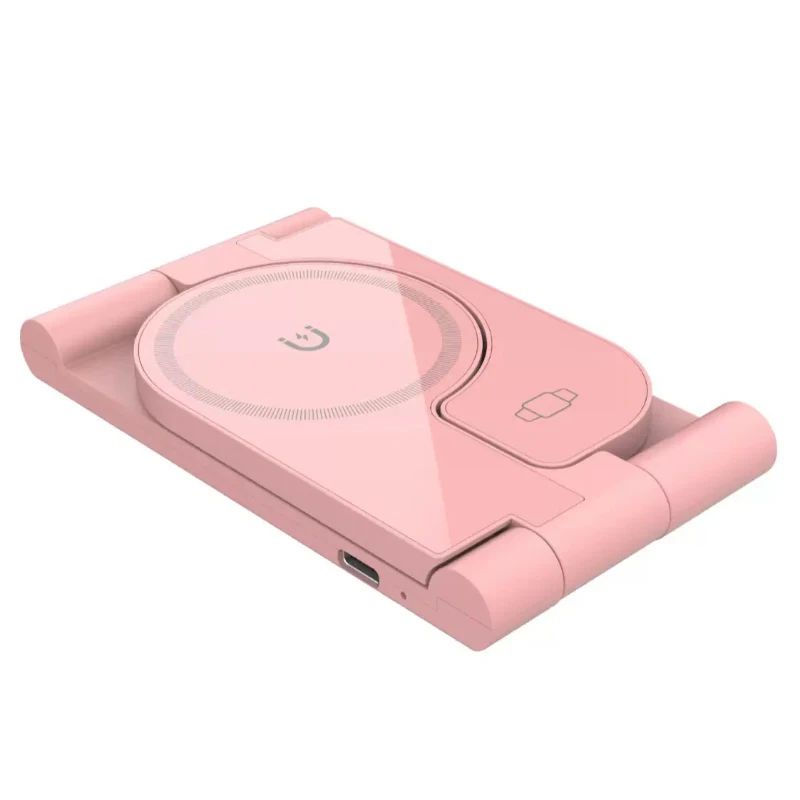 طوي 3 في 1 شاحن لاسلكي حامل الوسادة سطح المكتب محطة شحن سريعة آيفون/سماعات/محطة شحن الساعة