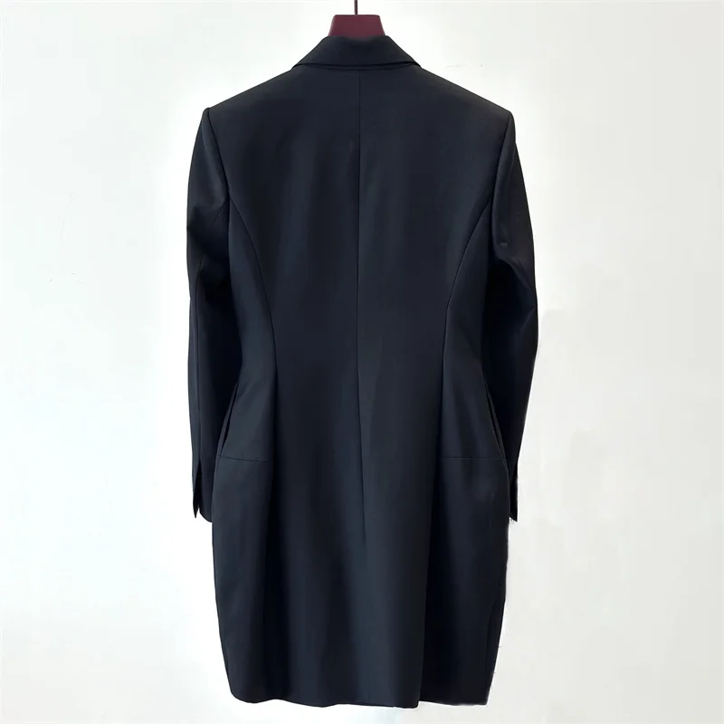 

Women's jacket New double breasted slim fit women's suit jacket for autumn 2025 Wool blend long Women's coat Casual outerwears