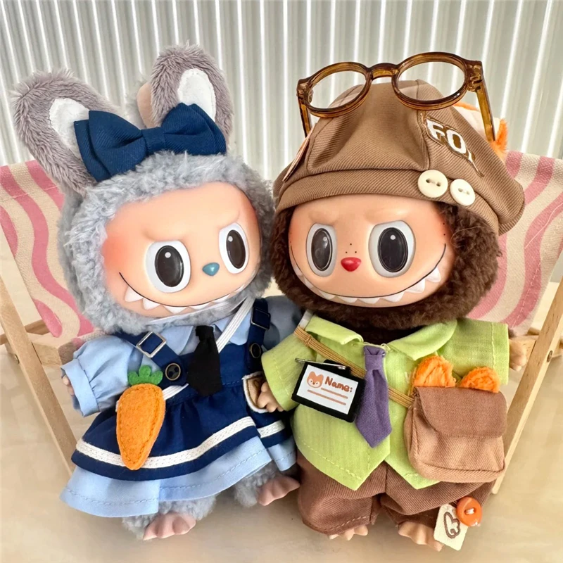 

15 17 см для куклы Labubu, мультфильм Диснея, Зоотопия, наряд, одежда, Ник Уайлд, Джуди Хопс, полицейский, одежда с животными, комплект обуви