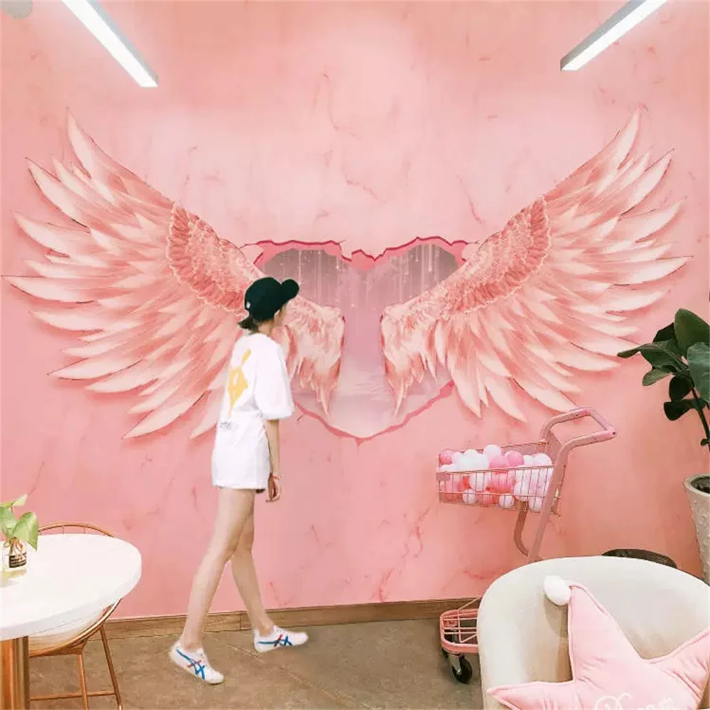 custom Modern Pink Feather wallpapers for living room home decoration nordic TV background Colorful feathers 3mural wall papers