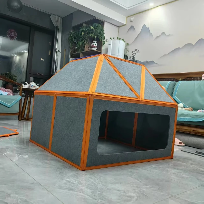 Giant modular panel pole structure for children's magnetic game room fortress building kit, used for creative indoor games