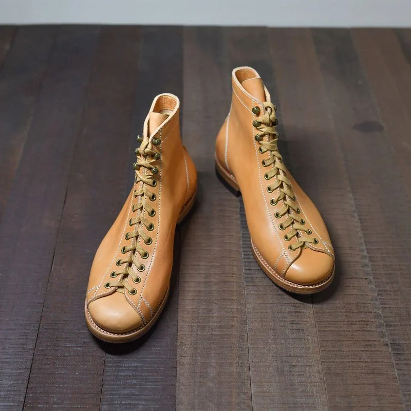 Designer Luxury High Top Lace Up Thick Soled Chelsea Boots Men's Shoes Trendy Outdoor Height Increasing Hiking Work Boots Male