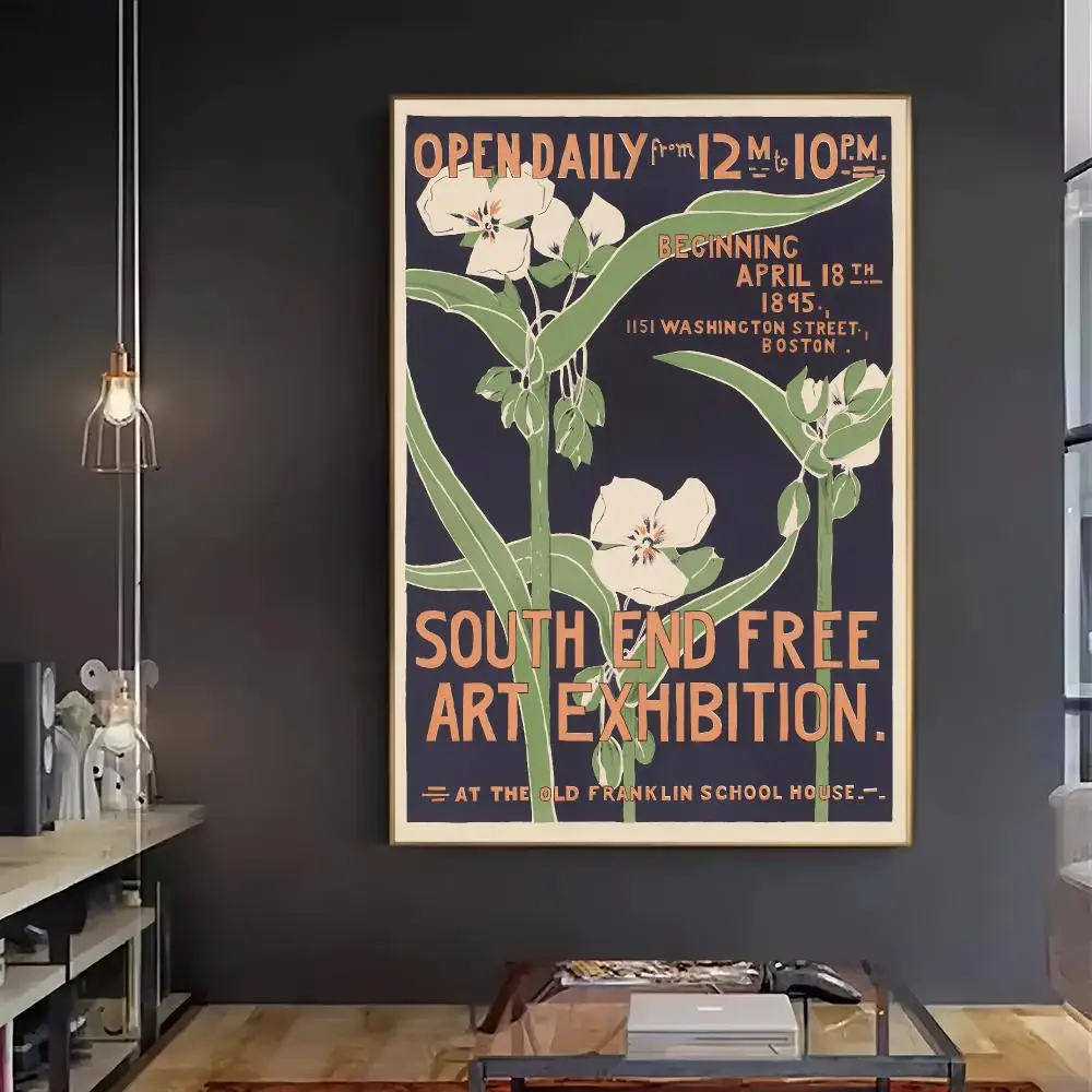Art Nouveau HD Wall Art Poster Vintage South End Free Art Exhibition Trendy Retro Home Decor Living Room Bedroom Print Wall Art