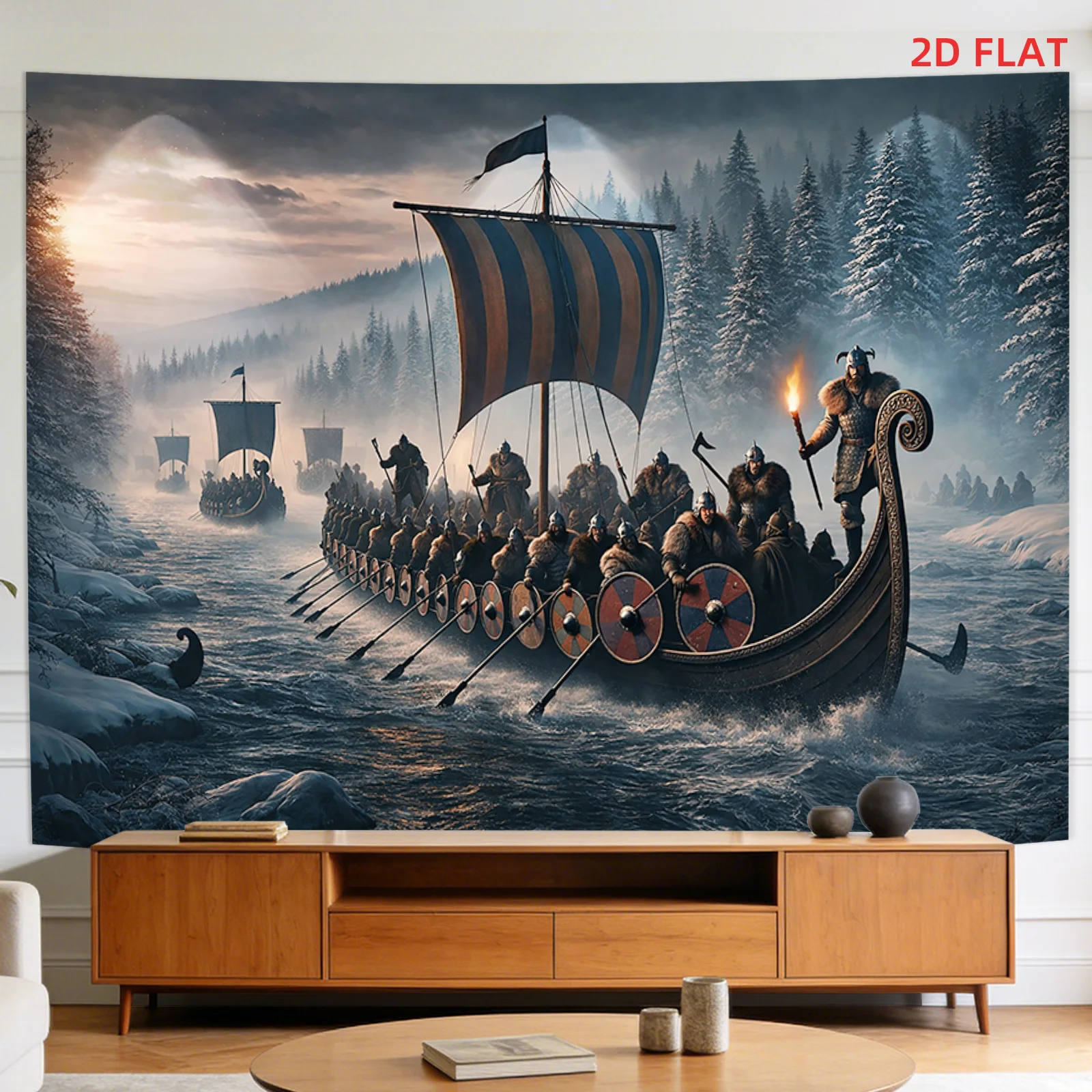 Dramatic Epic Viking Battle Tapestry Canvas Wall Decor Medieval Fantasy Army Print 150x230cm Home Art