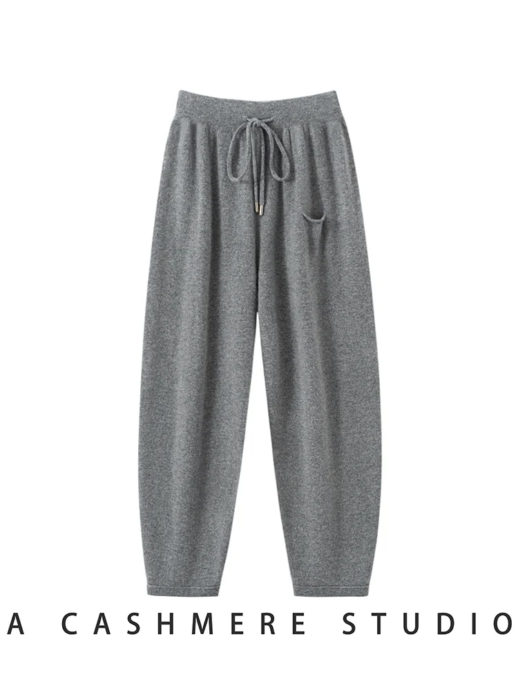 

ADDONNE Women's 100% Cashmere Pants Casual Thick Bloomers Pants Autumn Winter Cashmere Knitted Trousers New Chic Luxury Design