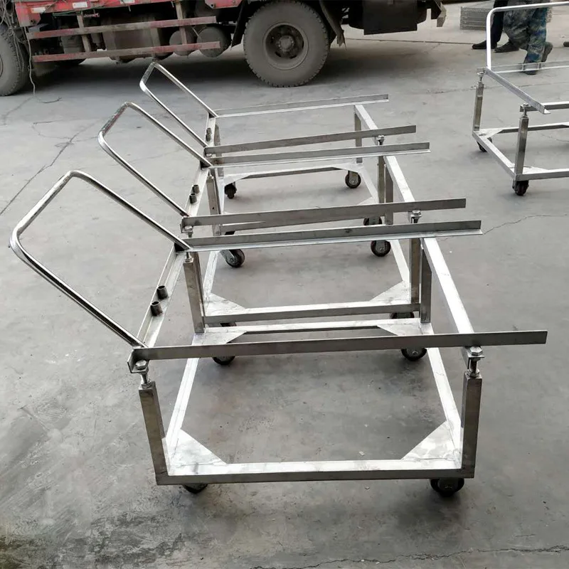 Stainless Steel Processing Trolley with Basket and Tray, Food Cooking Rack with Partition for Kitchen Use