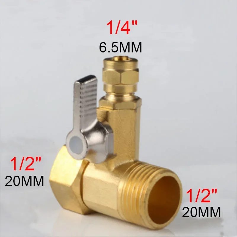 1/2'' To 1/4'' Brass Ball Valve RO Water Purifier Adapter Garden Water Ball Valve Tap Connector Hardware Accessories