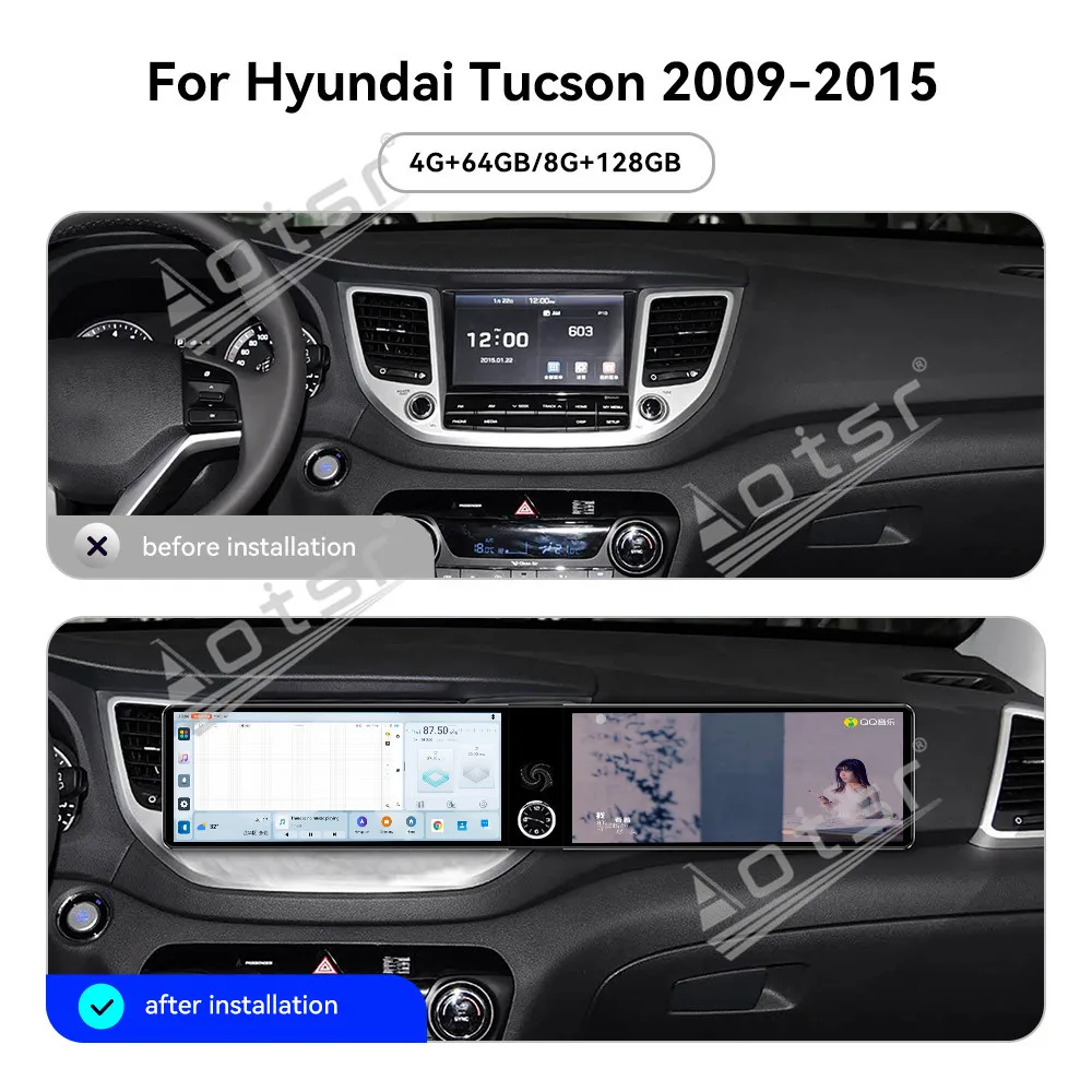 

For Hyundai TUCSON 2009-2015 12.3" Android 13 Screen Car Radio Car Multimedia Video Player GPS Navigation Carplay Unit DSP BT