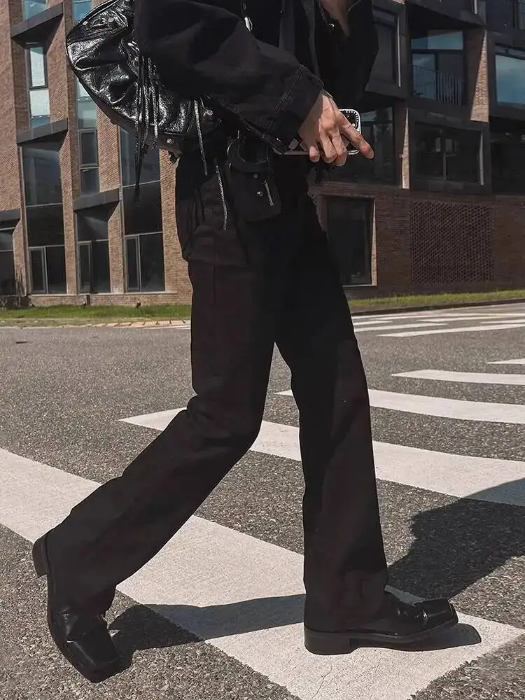 

Men's Wear Korean Style Denim Pants 2025 Solid Color Casual Slim Wide Leg Flared Pants Trousers Autumn Male Jeans