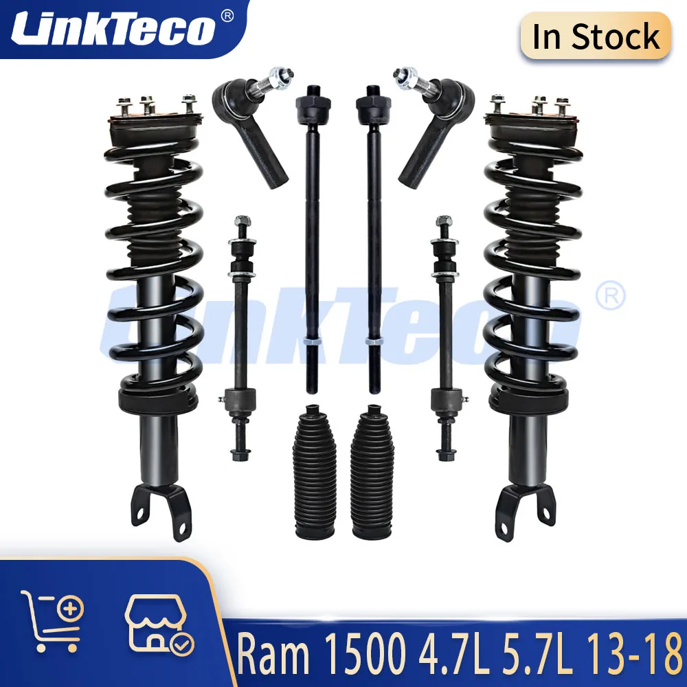 10pcs Chassis Parts Front Struts Inner Outer Tie Rods Sway Bar Links Kit Fit 4.7 5.7 L For 2013-2018 Ram 1500 4.7L 5.7L EZH EXF