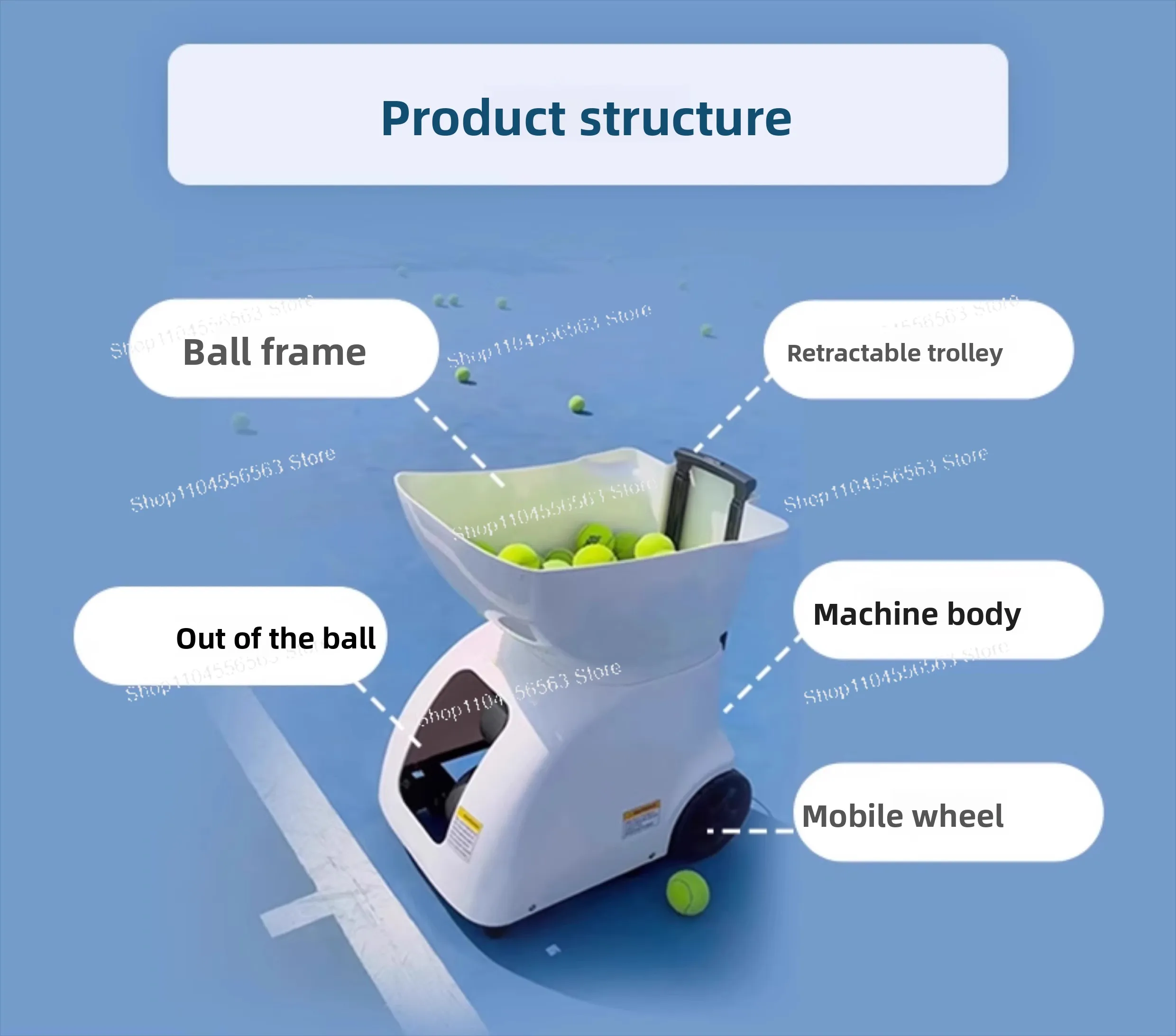 Tennis Ball Launcher Machine for Solo and Group Training, Automatic Practice Tool