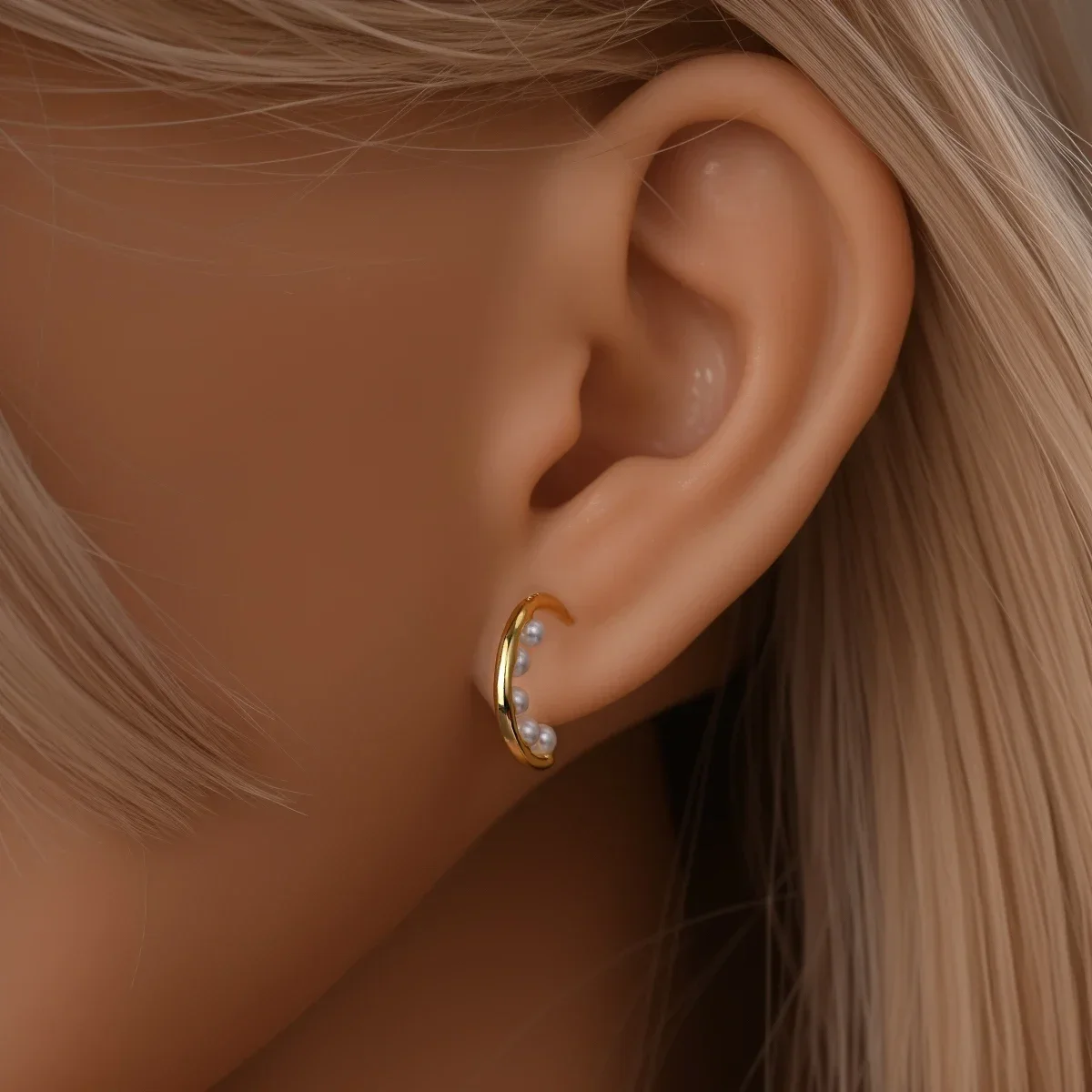 스털링 925 실버 담수 처리 진주, 기하학적 웨이브 하트 골드 귀걸이, 여성용 하이 파인 주얼리 선물