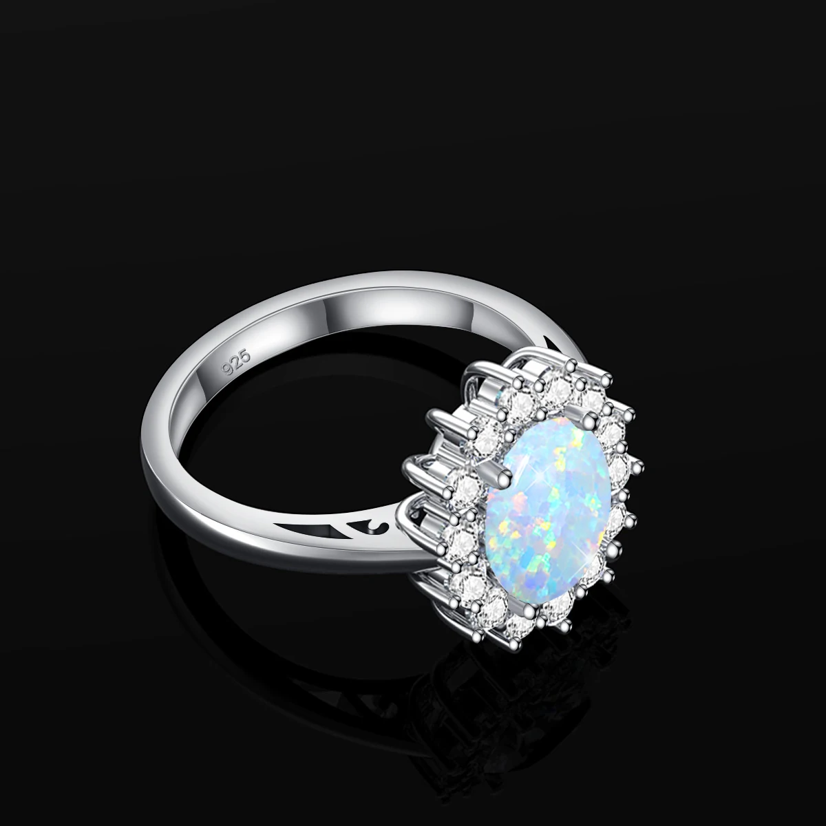 Classic Opal Rings 925 Silver Woman Princess Diana Engagement Wedding Birthday Gift Ring Fine Jewelry