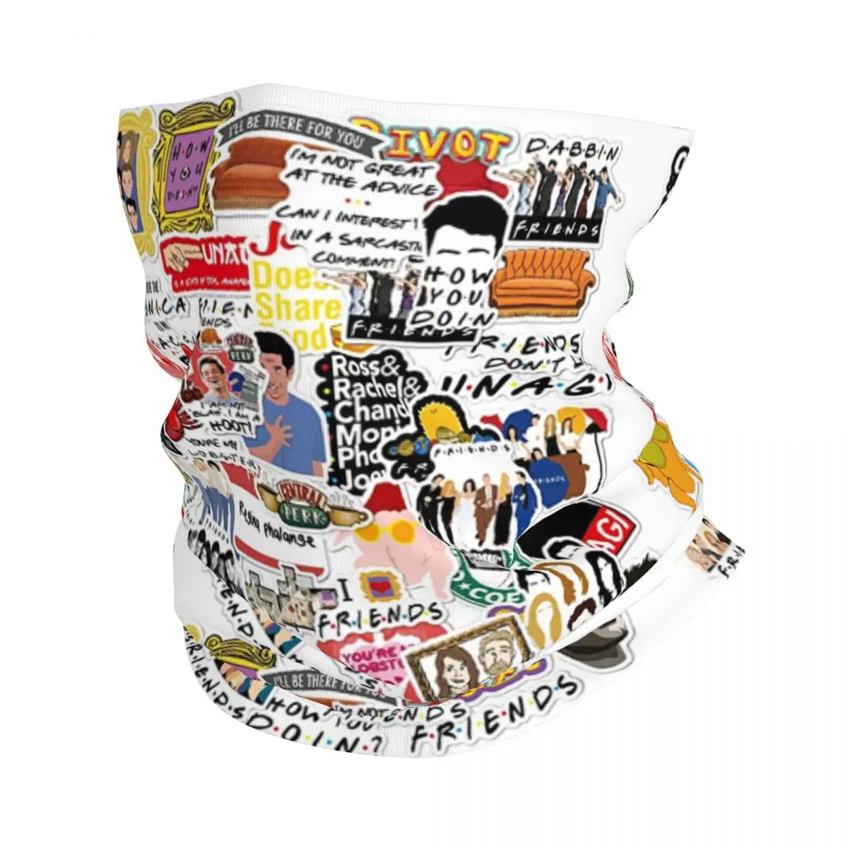 Custom Vintage Friends Poster Collage Bandana Neck Gaiter for Hiking Running Men Women Wrap Scarf TV Show Headband Warmer