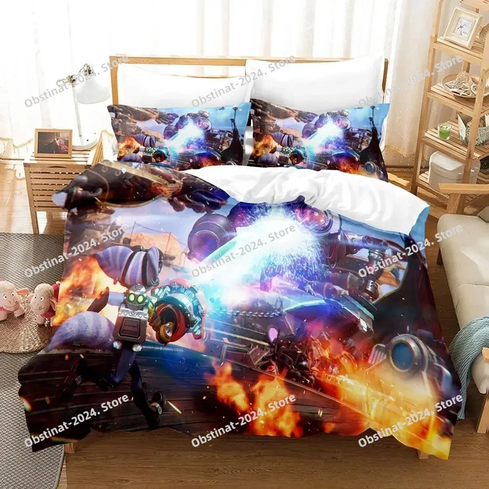 

Personelity 2024 Game Anime Ratchet Clank Rift Apart Bedding Set Printed Bed Set With Pillowcase Bed Duvet Cover Queen King Size