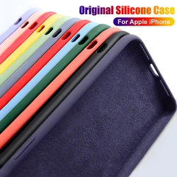 Luxury Original Silicone Case For Apple iPhone 11 13 12 14 15 Pro Max Official Cases For iPhone 14 15 Plus Shockproof Back Cover