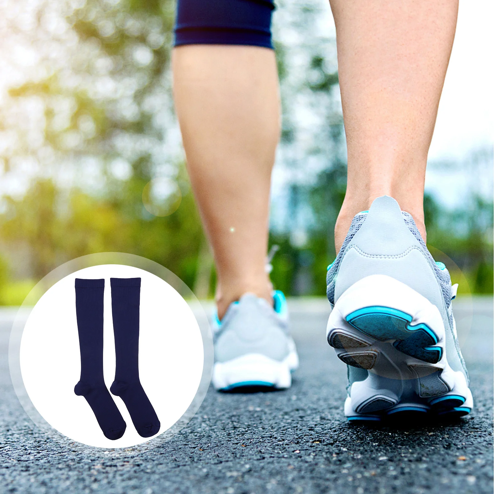 1 زوج جوارب ضغط طول الركبة الرجال النساء تشغيل الدراجات اللياقة البدنية تنفس العرق فتل البوليستر الرياضة في الهواء الطلق الجوارب