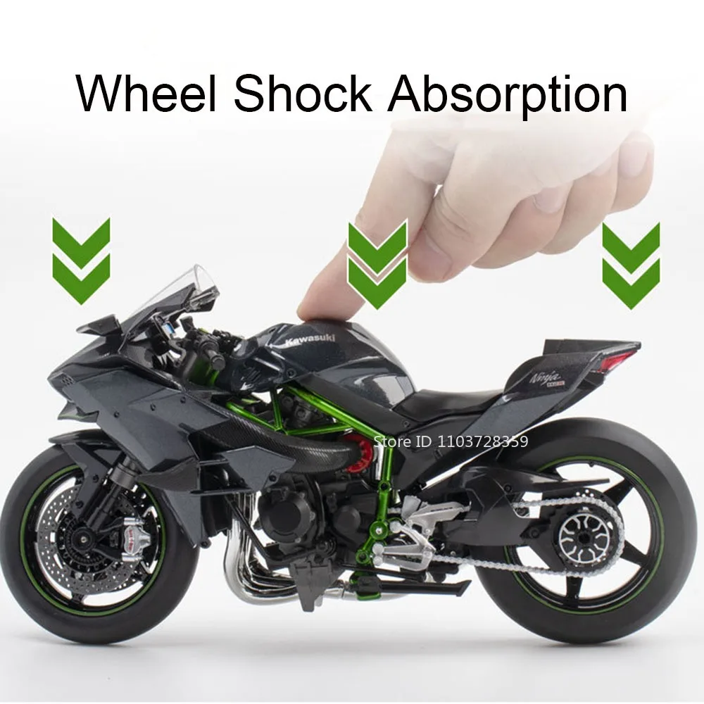 1:9 KAWASAKI NIJIA H2R 모델 장난감 오토바이 합금 다이캐스트 스즈키 하야부사 오토바이 사운드 라이트 충격 흡수 어린이 선물