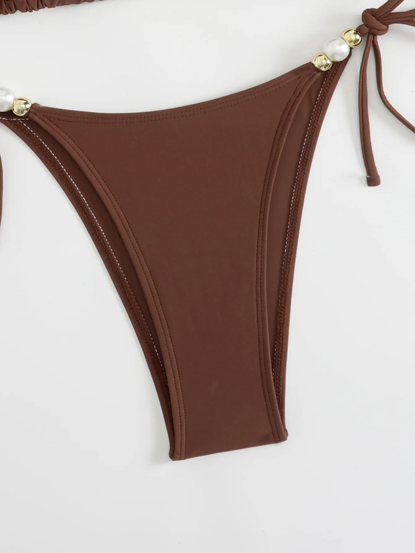 sexy beads palin brown bikinis sets two pieces swimsuit thong bathing suit Swimwear Biquini conjunto de bikini tankini beachwear