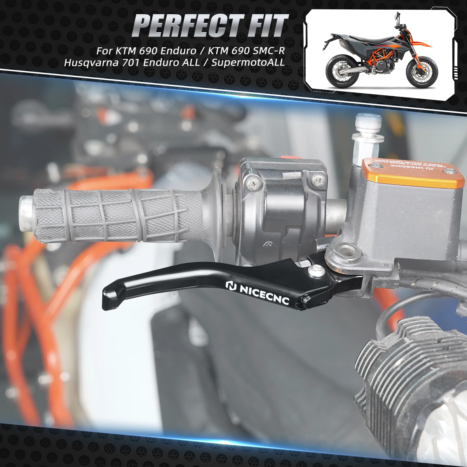 (EU-Lager) Für KTM 690 Enduro R SMC R 2014–2023, Shorty-Bremskupplungshebel für Husqvarna 701 Enduro SM 2016–2023, GasGas 700 SM/ES – Detail 2