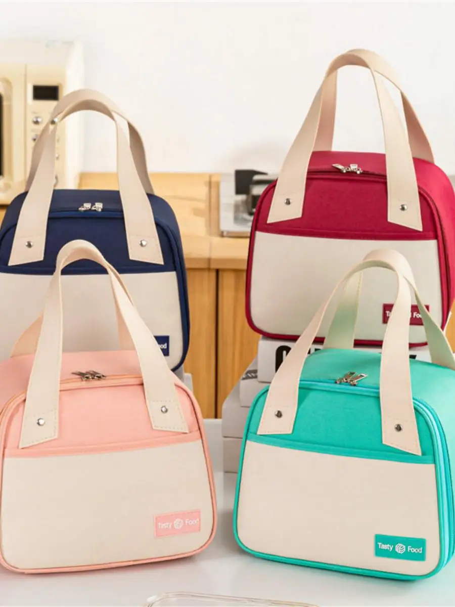 nouveau-sac-a-lunch-isotherme-2026-sac-a-repas-trapezoidal-portable-pour-le-travail-l'ecole-et-les-voyages-avec-boite-a-riz-design-a-blocs-de-couleurs-interieur-non-tisse