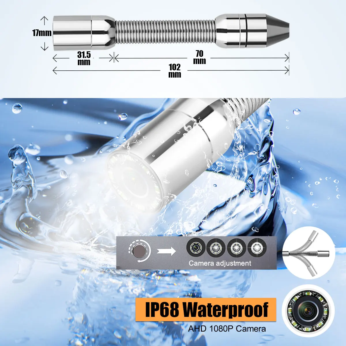 9in Ultra HD DVR Distance Counter Sewer Pipe Inspection Camera 17mm Video Camera,Drain Industrial Endoscope