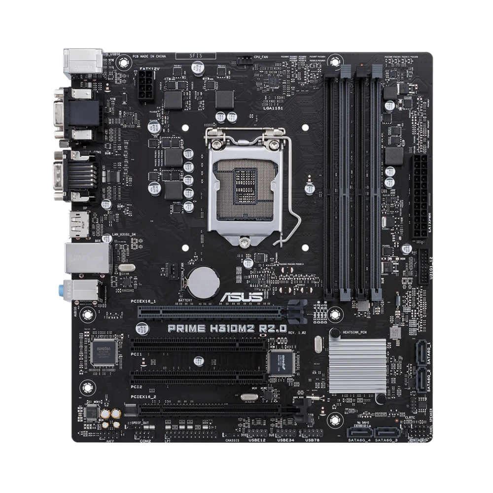 ASUS PRIME H310M2 R2.0 Intel H310 Motherboard LGA 1151 8th 9th Gen Socket Supports i3 9100 9300 9350K 4 RAM Slot Max. 64GB DDR4