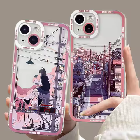 Japanese Anime Scenery Case for Infinix Note 30 GT 10 Pro 30i Hot 30 Play 30i Tecno Spark 10 20 Pro Camon 20 19 Pro 19 Neo Cover