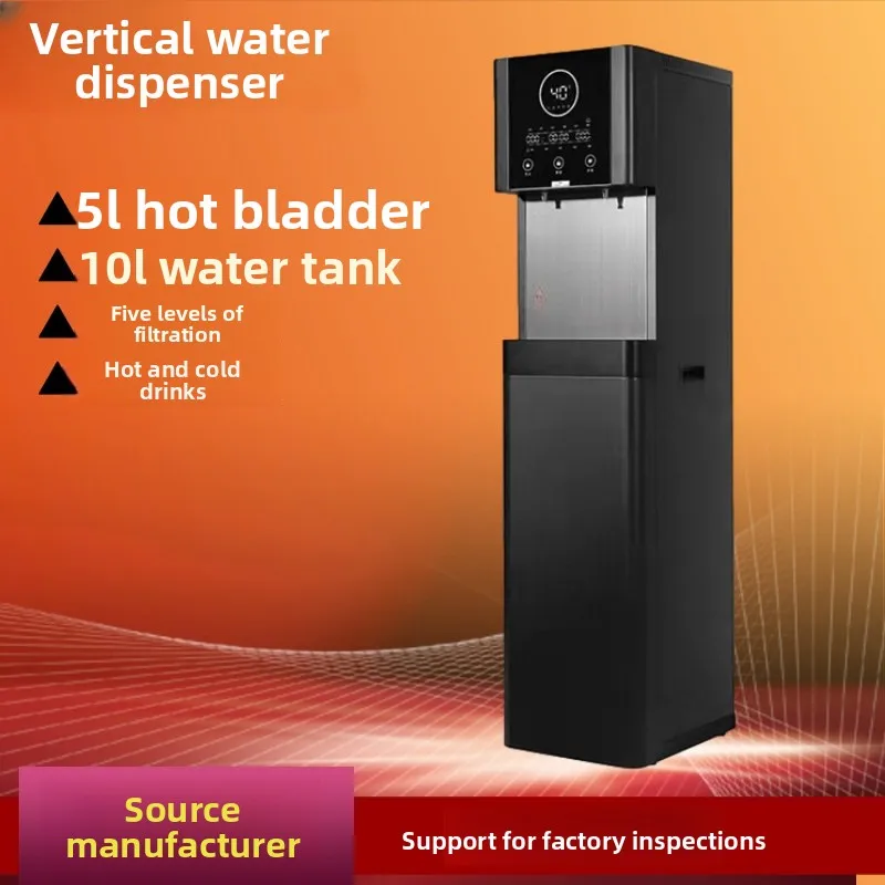 Office Dual-Use Hot/Cold Water Dispenser Direct Drinking Heating Boiler Functions Commercial-Grade Black Titanium Stainless