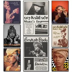 Erykah Singer Badu Hip-hop Pop Music Retro Y2k 90s Neo-soul Wall Art Poster Canvas Painting Fans Gift Living Room Home Decor
