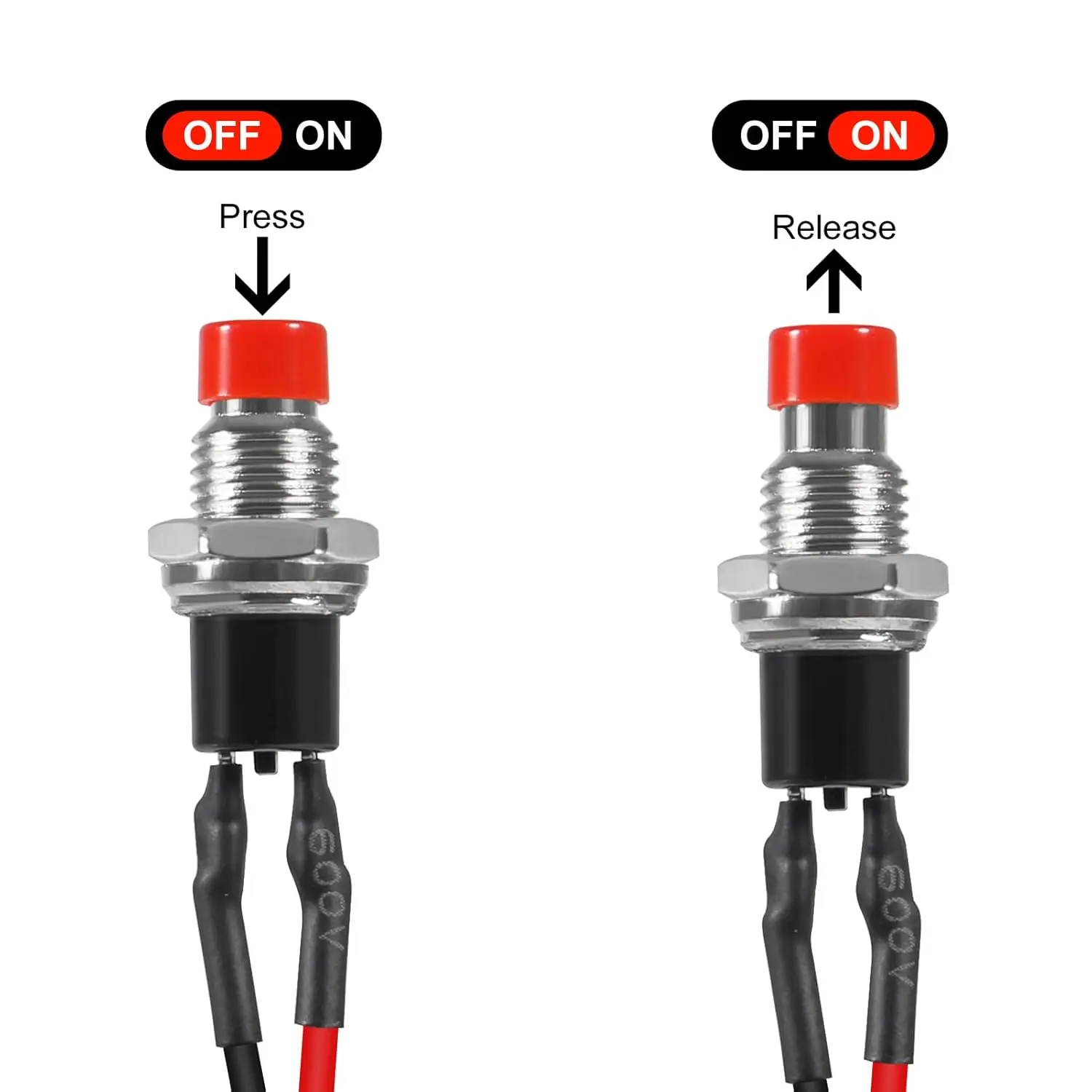 6Pcs 7mm Momentary Mini Push Button Switch SPST NO Normally Open 2 Pin Round Button Contact Switch 1A 250V AC for Model Railway