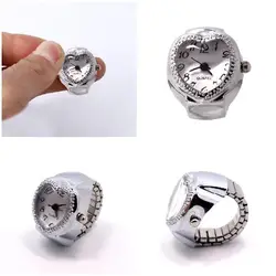 Fashion Women Peach Heart Wrist watch Ring with delicate watch dial Adjustable Rings Quartz Watch for Women Festival gifts