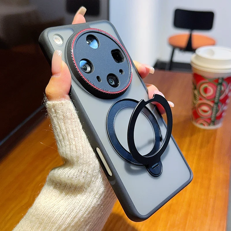 For OPPO Find X8 Ultra Case Hard Transparent Matte Shockproof Ring Stand Protective Back Cover Case For Find X8S+ X8 Pro Shell