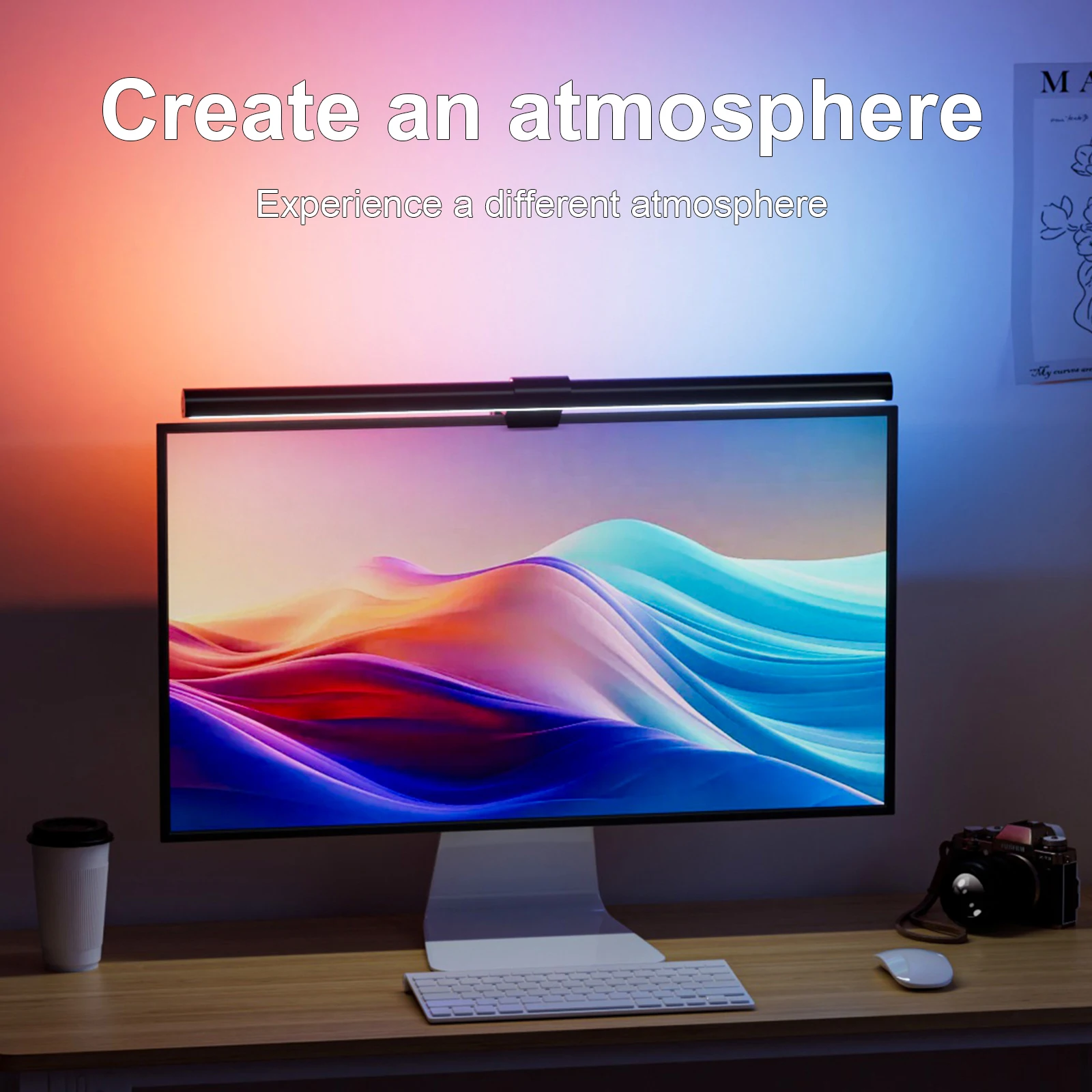 LED Desk Lamp PC Monitor Lighting Bar Eye Care Stepless Dimming Light Table Lamp Computer Monitor Screen Lighting Work Gaming