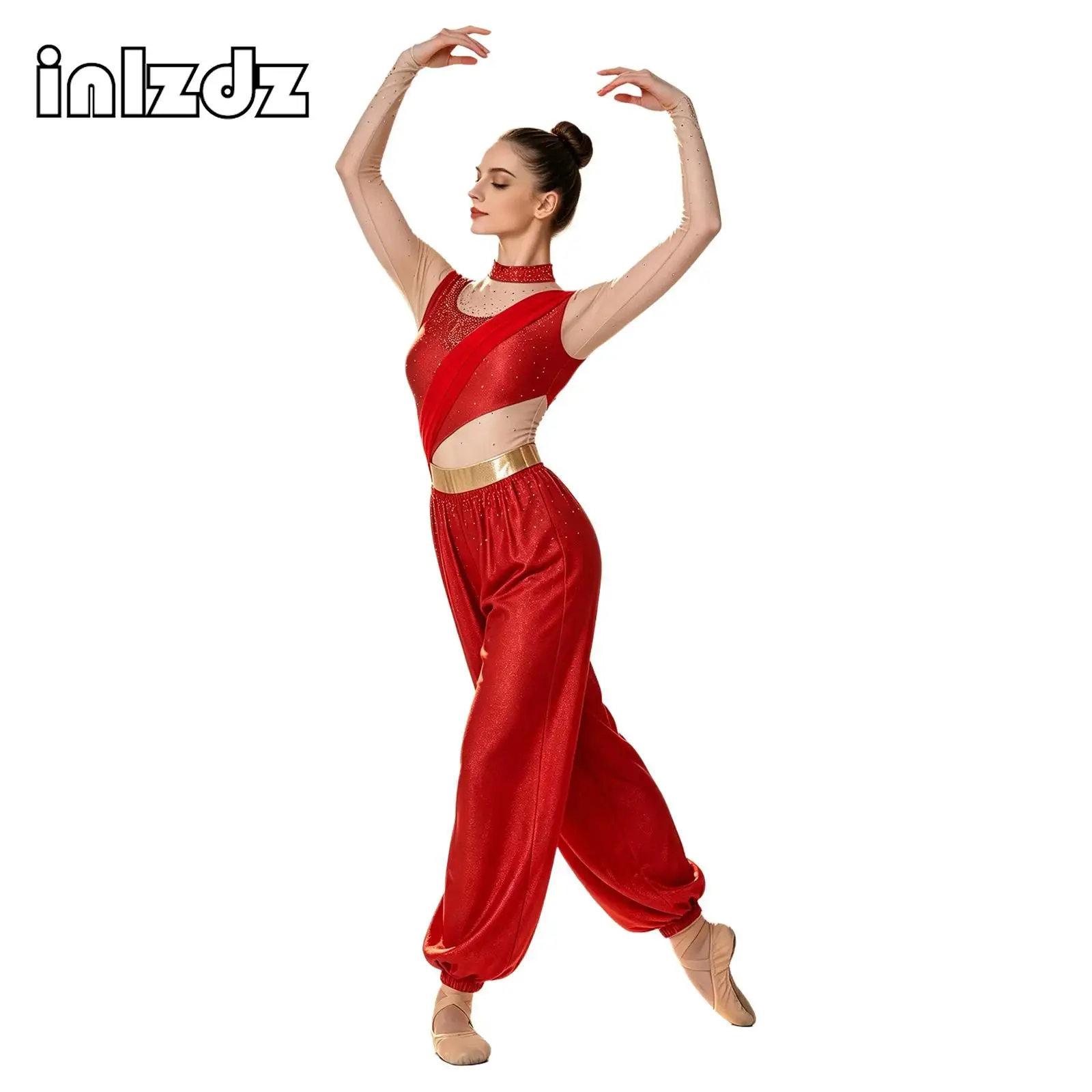 Disfraz de princesa árabe para mujer, con brillantes pedrerías, mono de danza del vientre, disfraz de hada para Halloween, mono de cosplay de princesa.
