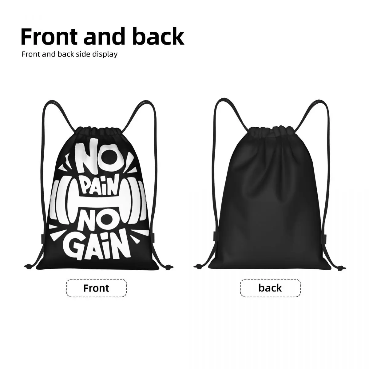 No Pain No Gain bolsas de cordón portátiles multifunción, bolsa deportiva para libros