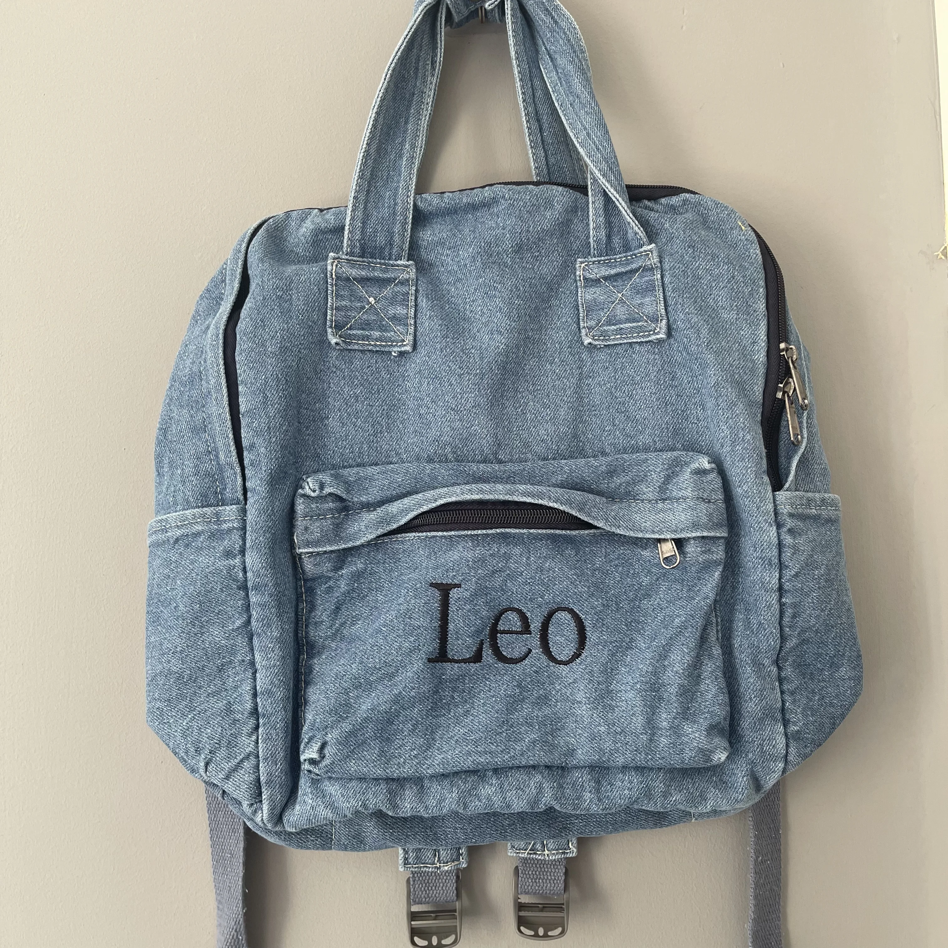 

Personalized Name High School Student Backpack Custom Simple Denim Canvas Backpack Girl's Large Capacity Schoolbags with Name