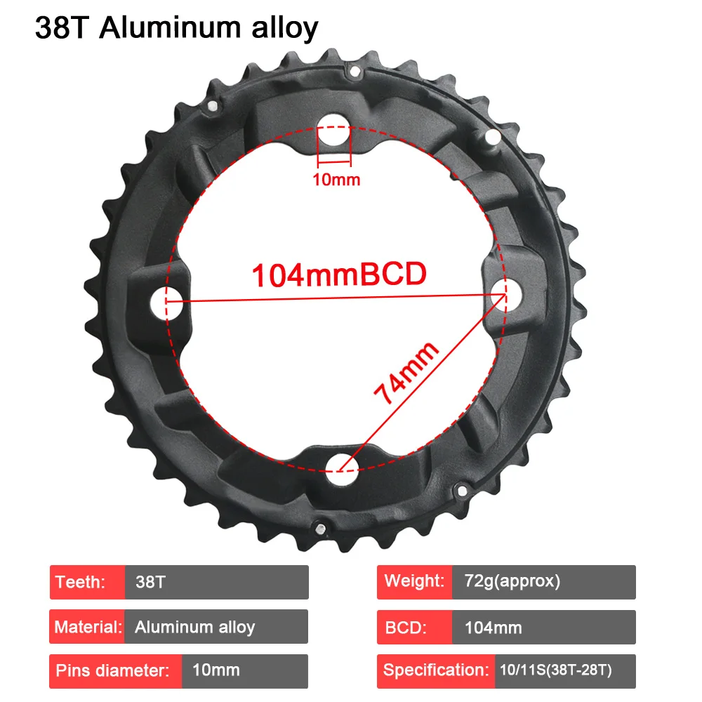 Ganopper 10 Speed 24T 38T M610 M615 64BCD 104BCD Chainwheel Bicycle Crankset 2X System Mountain Bike Crank Chainring Bike Parts