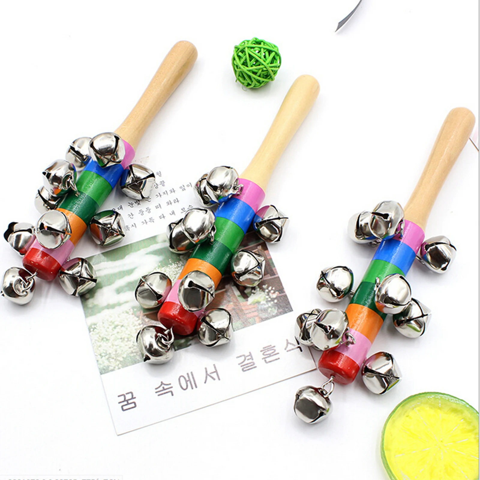 Handslee Klokken Regenboog Hout Handvat Kids Bell, Voorschoolse Educatie Muzikaal Speelgoed