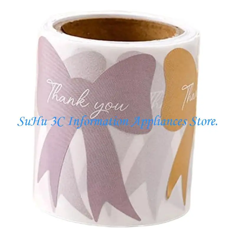  120Pcs Ribbon Bowknot PVC Sticker Adhesive Thank You Labels Sticker for Birthday