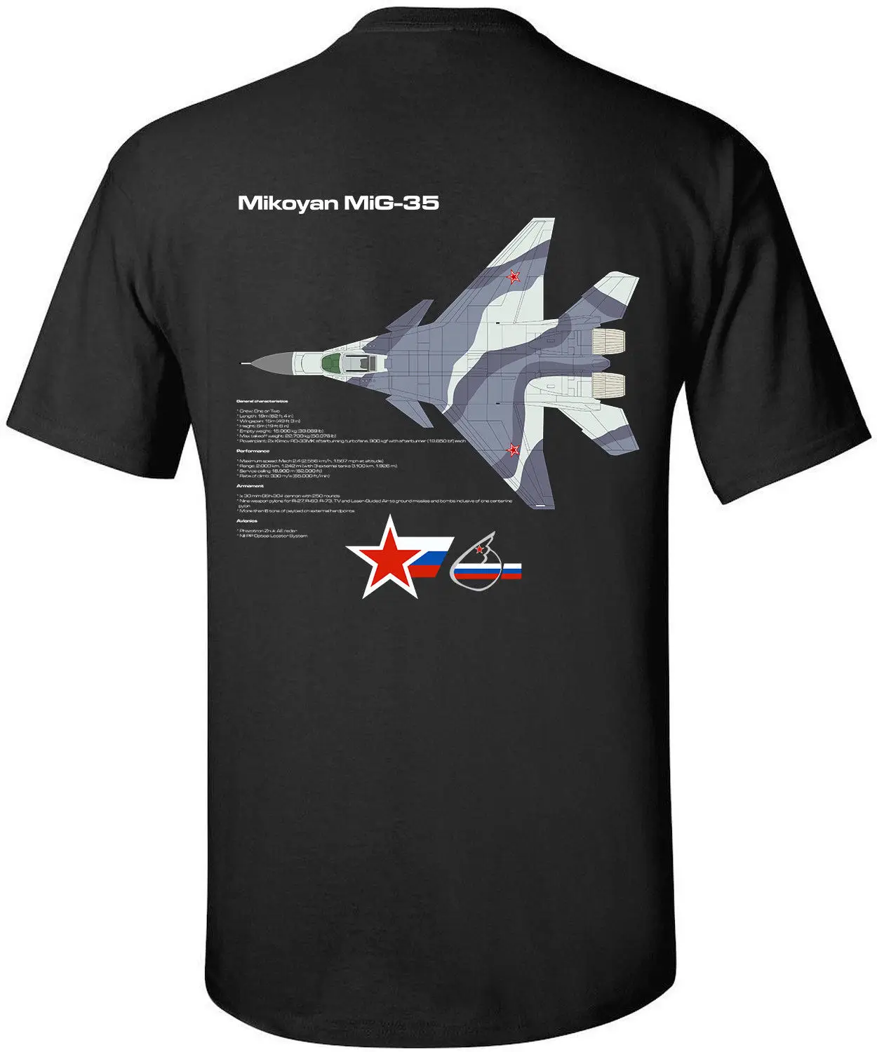 MiG-35 Fulcrum-F Russian Air Force Jet Fighter T Shirt. Short Sleeve 100% Cotton Casual T-shirts Loose Top Size S-3XL