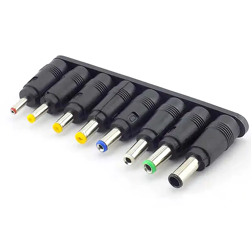 8pcs Universal Laptop DC Power Supply Adapter Connector Plug AC DC Jack Charger Connectors Power Adapter Conversion Plug