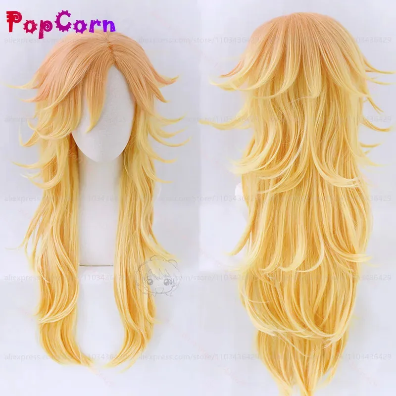 qq28LQDouma Unisex Golden Orange Gradient Wig Cosplay Anime Heat Resistant Synthetic Wigs for Daily Party Costume