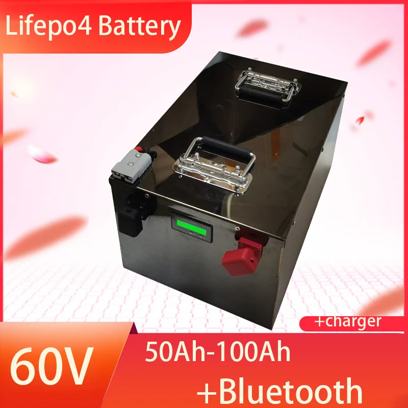 

60 В 50 Ач 100 Ач LiFePO4 аккумулятор встроенный Bluetooth BMS литий-железо-фосфатный аккумулятор для солнечной тележки для гольфа RV лодка для хранения