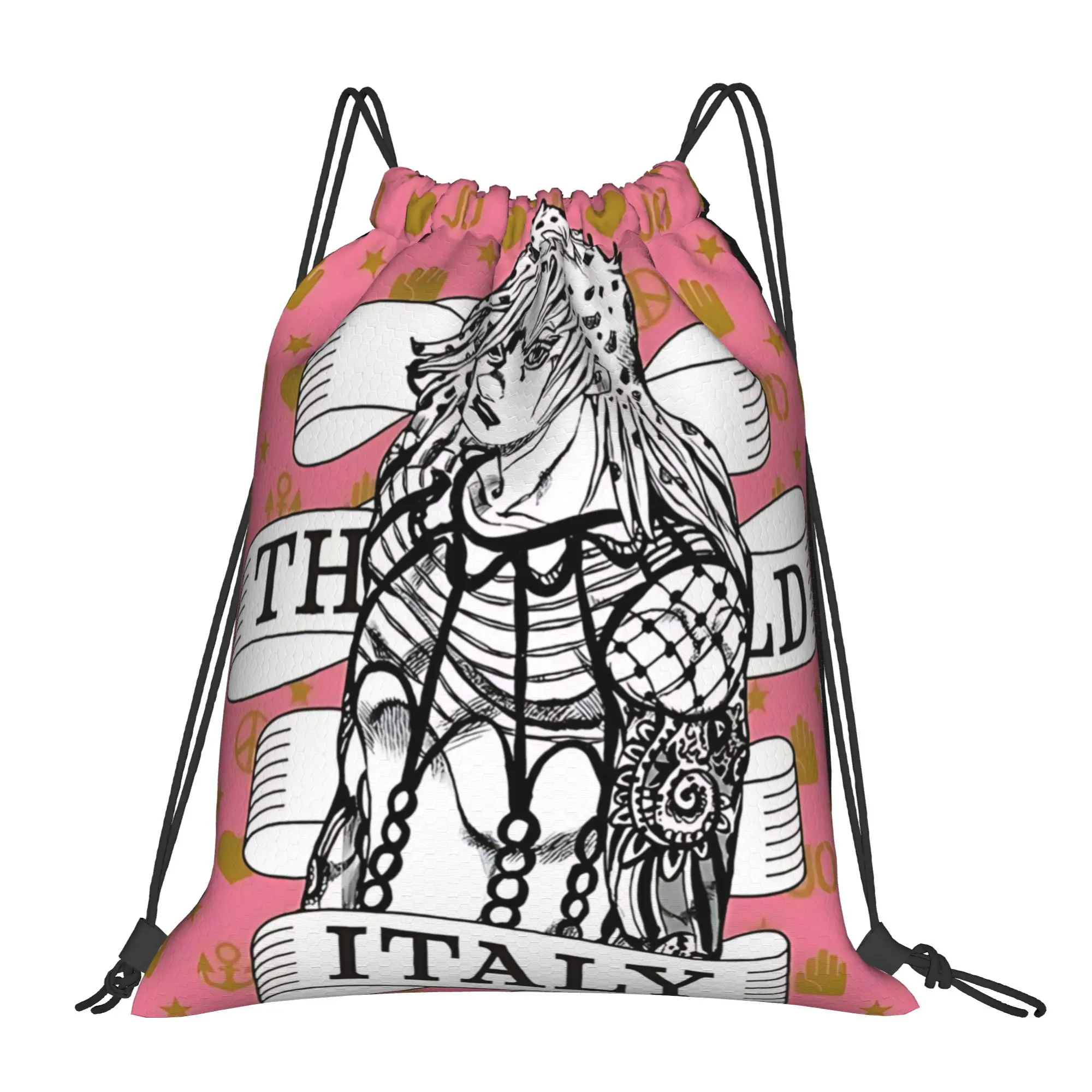 gym Pouch Jojo's Bizarre Adventure World  Drawstring Bags Hiking Unisex Storage Organize Bundle Pocket Rope Bag