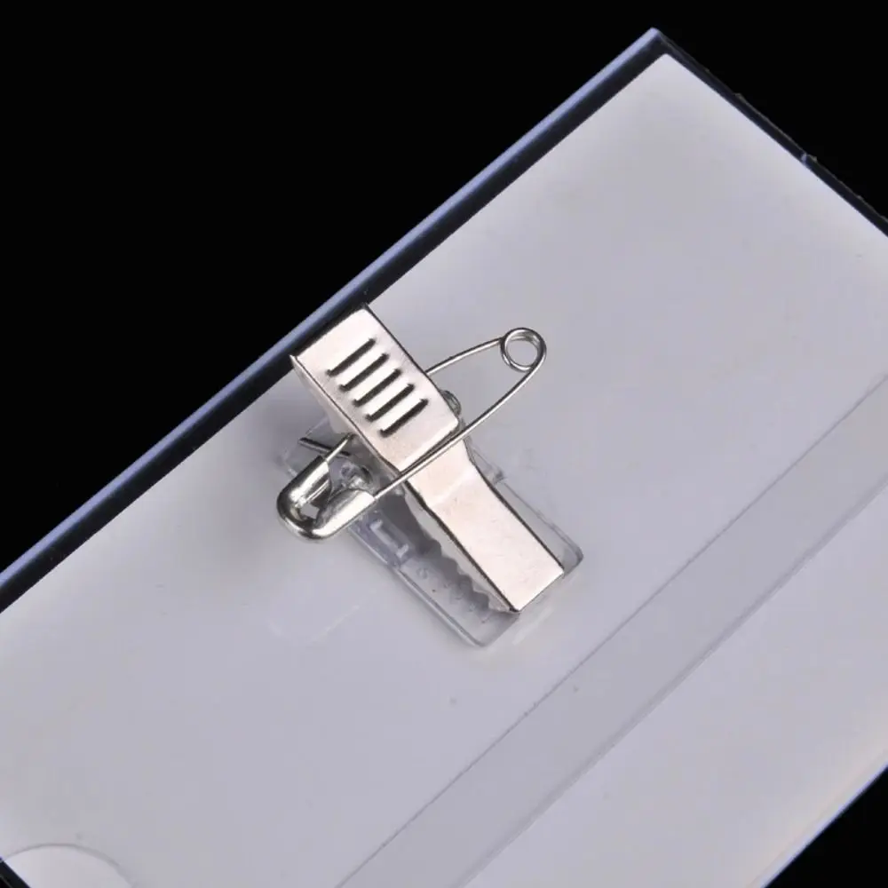 10pcs Safety Transparent ID Card Holder Credentials Waterproof Brooch Name Pass Card Sleeves Business Conference School
