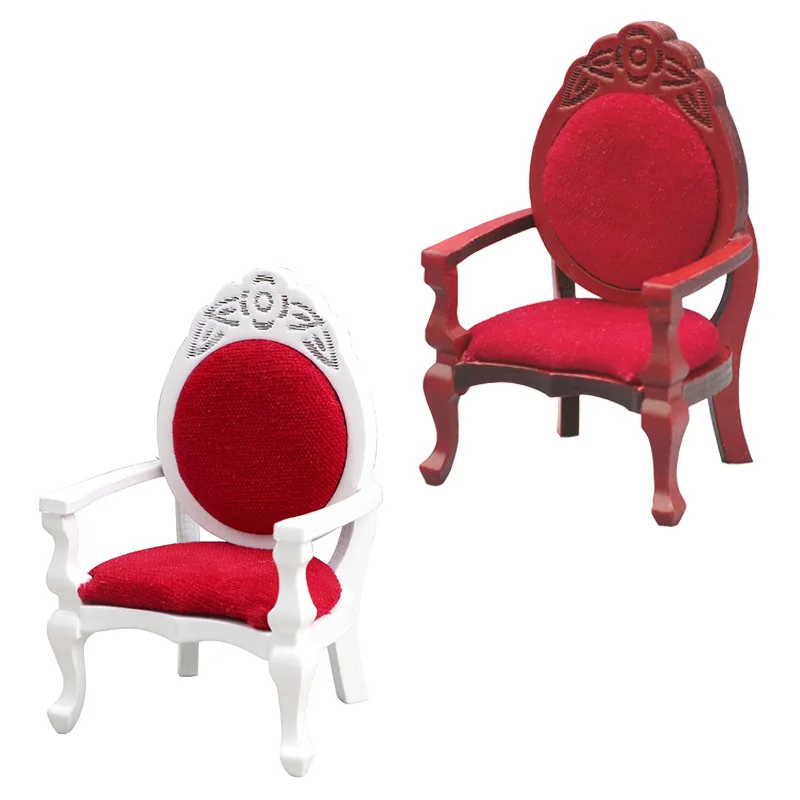 

1:12 модель мебели из цельного дерева, кукольный домик, ретро резное кресло, миниатюрный орнамент, аксессуары, креативные изысканные игрушки, подарки